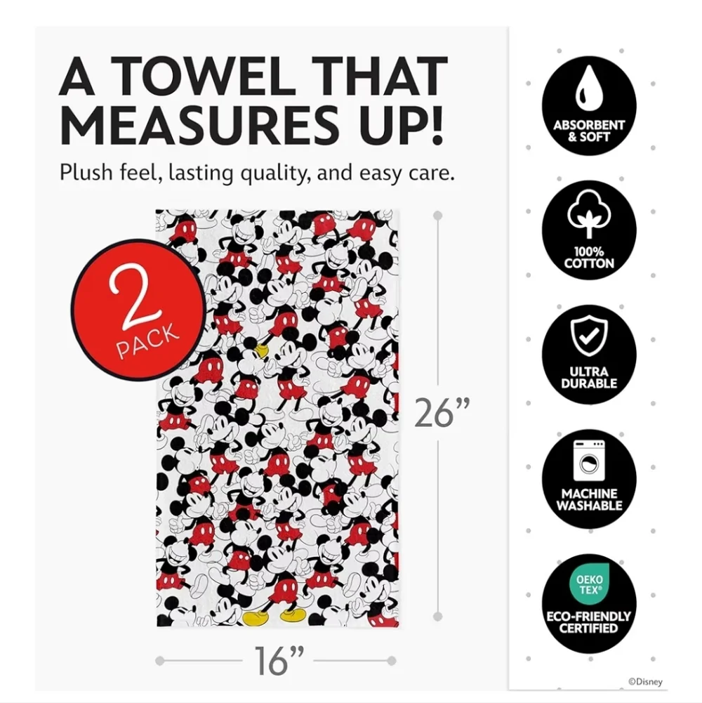 NEW Disney Mickey and Minnie Mouse 2 pack kitchen towels 2 sets‎